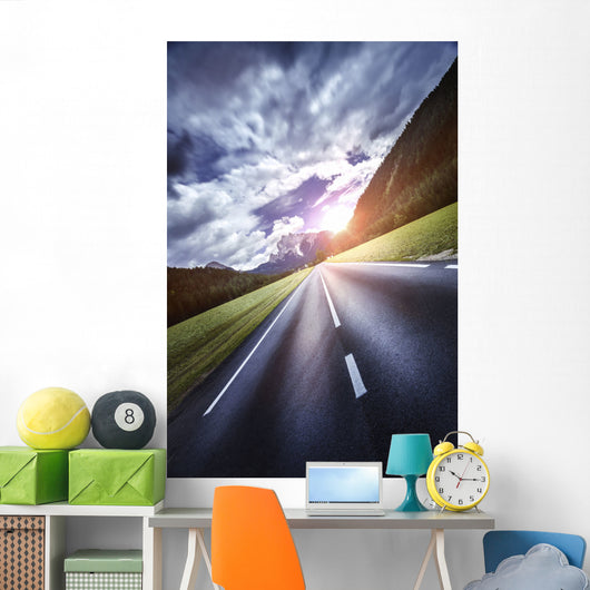 Asphalt Road Leading to Wall Decal