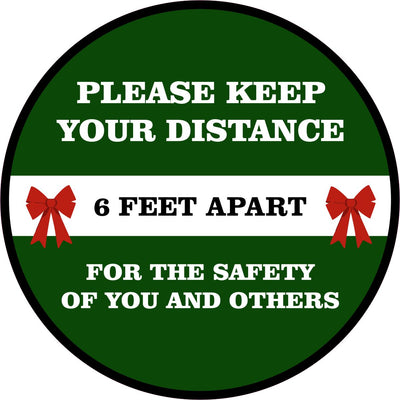Holiday Floor Decal | Social Distance Stay 6 Feet Apart 12" Floor Decal