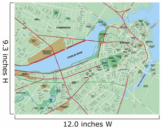 Cambridge Charles River Map Wall Decal