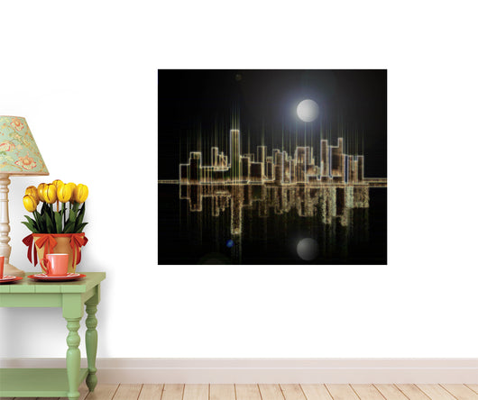 Reflection Light Night Megacity Wall Decal