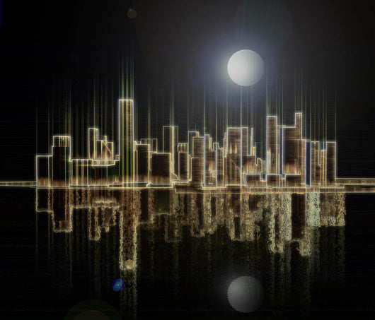Reflection Light Night Megacity Wall Decal