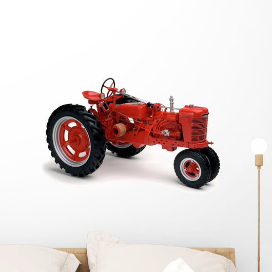 Red Tractor White Wall Decal