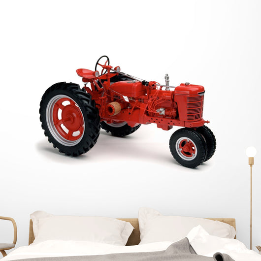 Red Tractor White Wall Decal