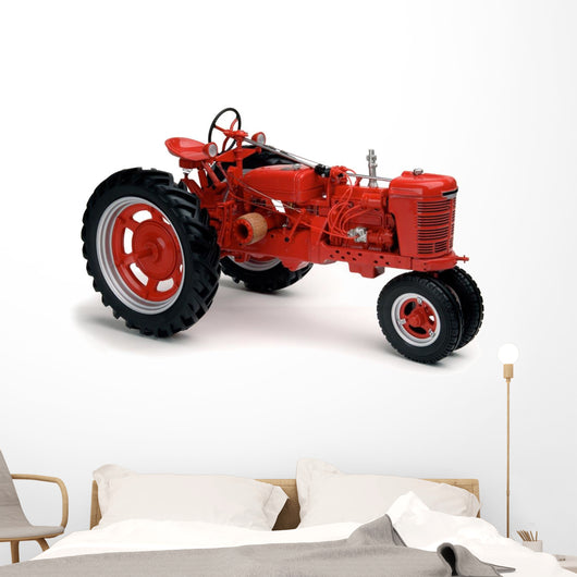 Red Tractor White Wall Decal