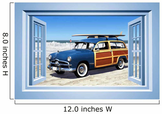 Woodie Car Beach Wallmonkeys Wall Decal