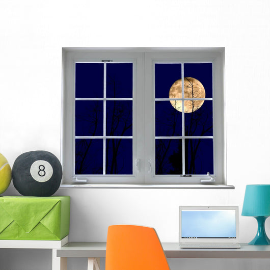 Yellow Moon Window Mural Wall Decal