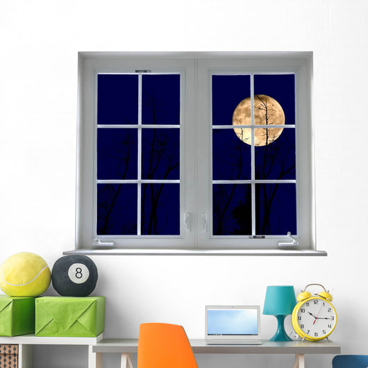 Yellow Moon Window Mural Wall Decal