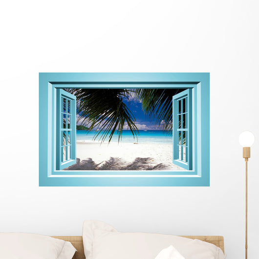 African Paradise Faux Window Wall Decal