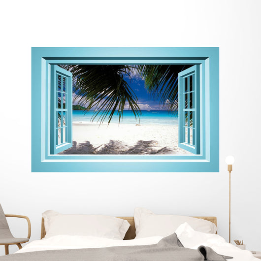 African Paradise Faux Window Wall Decal