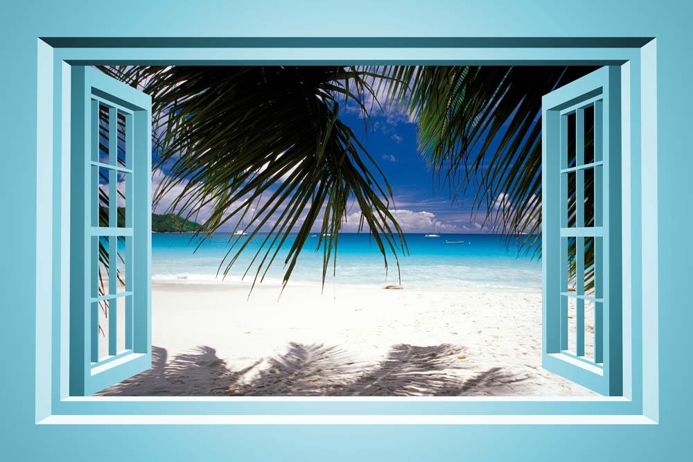 Fotolia Window African Paradise Faux Window Wall Decal - WallMonkeys.com – Wallmonkeys