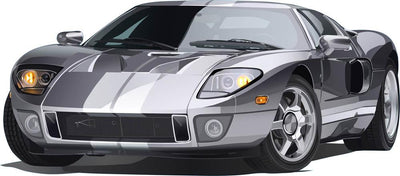 Sporty Grey Muscle Car Wall Decal
