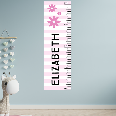 Custom Floral Girls Growth Chart Wall Decal