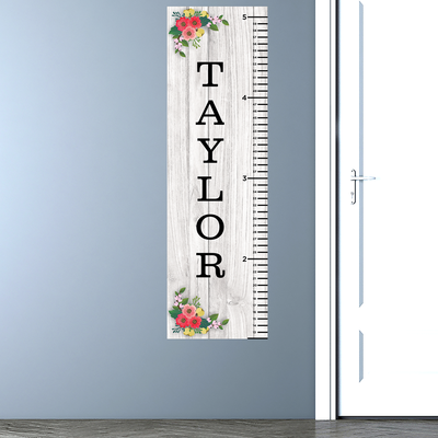 Custom Name Shiplap Growth Chart Wall Decal