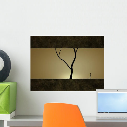 Illustration Tree against Sunset Wall Decal