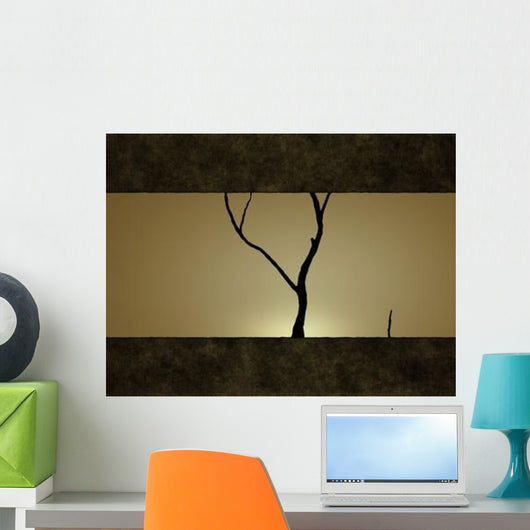Illustration Tree against Sunset Wall Decal
