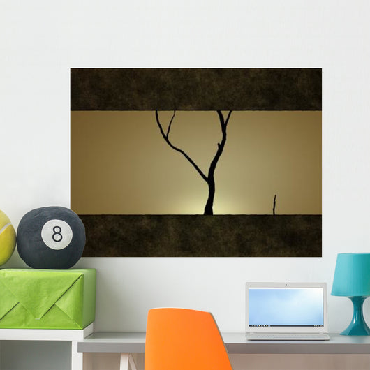 Illustration Tree against Sunset Wall Decal