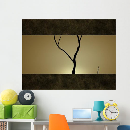 Illustration Tree against Sunset Wall Decal