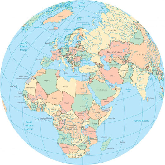 Political Map Globe Africa Wall Decal