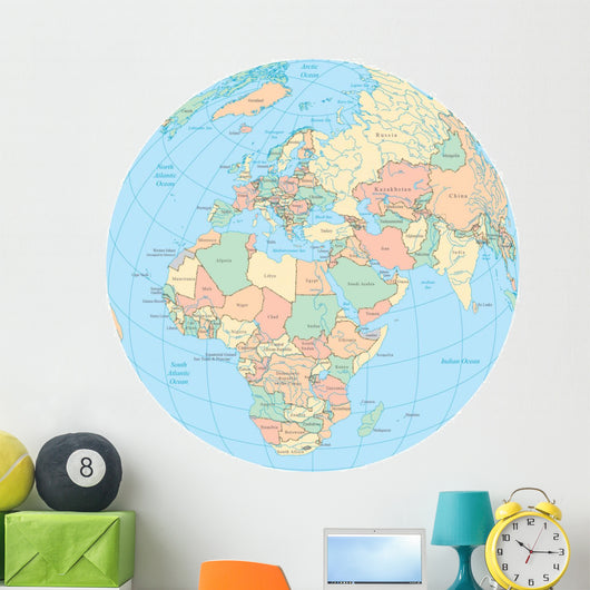 Political Map Globe Africa Wall Decal