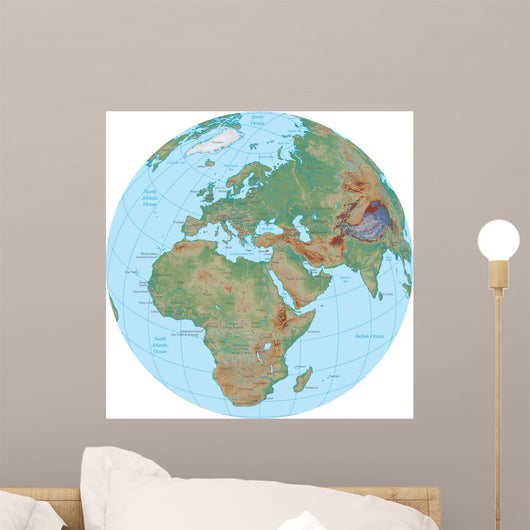 World Terrain Map Globe - Africa Wall Decal