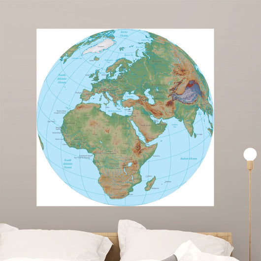 World Terrain Map Globe - Africa Wall Decal