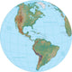 World Terrain Map Globe - America Wall Decal