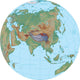 World Terrain Map Globe - Asia Wall Decal