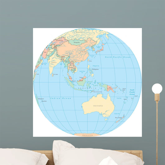 World Political Map Globe - Australia Wall Decal