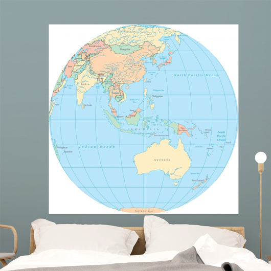 World Political Map Globe - Australia Wall Decal