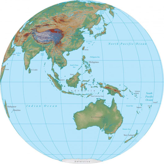 World Terrain Map Globe - Australia Wall Decal