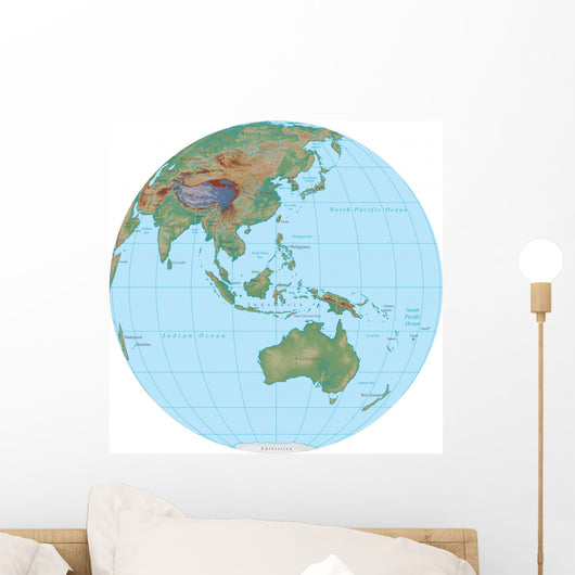 World Terrain Map Globe - Australia Wall Decal