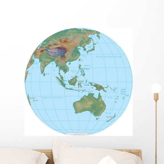 World Terrain Map Globe - Australia Wall Decal