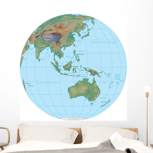 World Terrain Map Globe - Australia Wall Decal