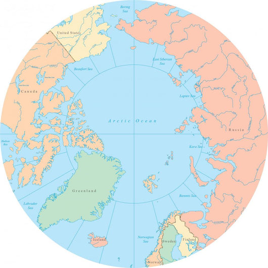 World Political Map Globe - North Pole Wall Decal