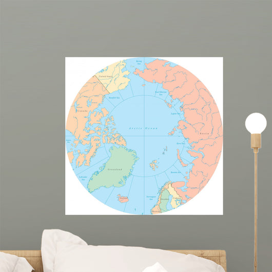 World Political Map Globe - North Pole Wall Decal