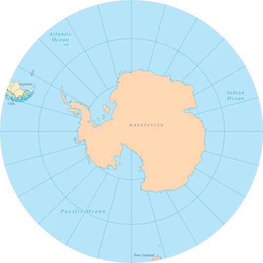 World Political Map Globe - South Pole Wall Decal