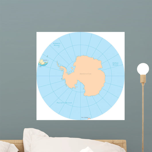 World Political Map Globe - South Pole Wall Decal