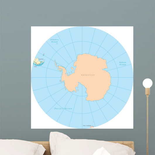 World Political Map Globe - South Pole Wall Decal