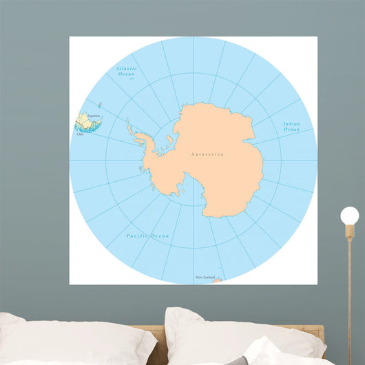 World Political Map Globe - South Pole Wall Decal