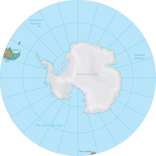 World Terrain Map Globe - South Pole Wall Decal