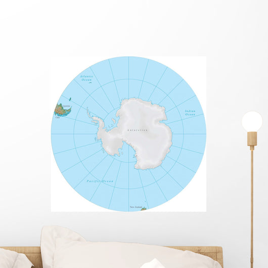 World Terrain Map Globe - South Pole Wall Decal