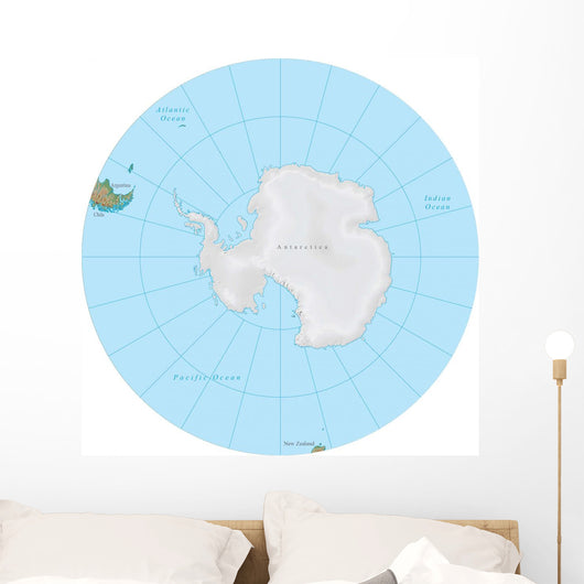 World Terrain Map Globe - South Pole Wall Decal