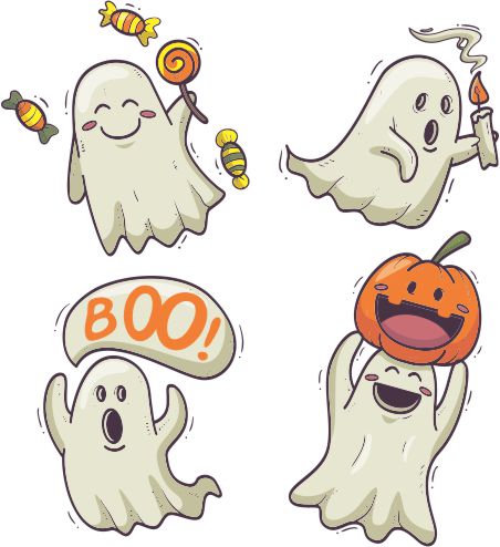 Cartoon Ghosts Halloween Wall Decals