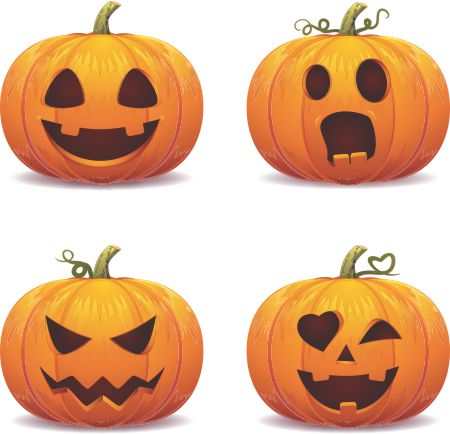 Funny Pumpkin Faces Halloween Wall Decals