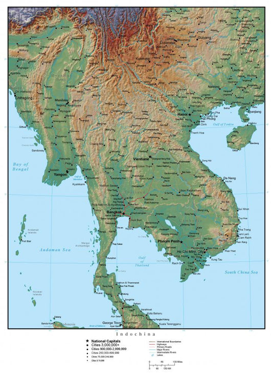 Map Indo-china Asia Wall Decal