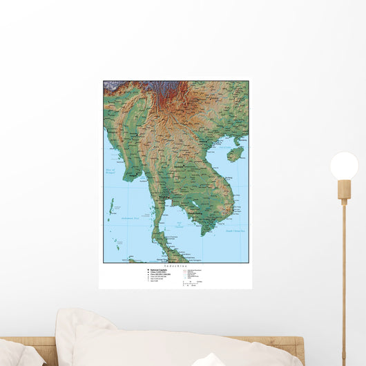 Map Indo-china Asia Wall Decal