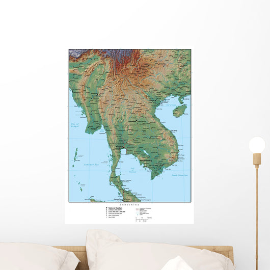 Map Indo-china Asia Wall Decal