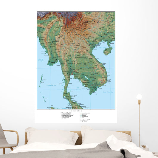Map Indo-china Asia Wall Decal