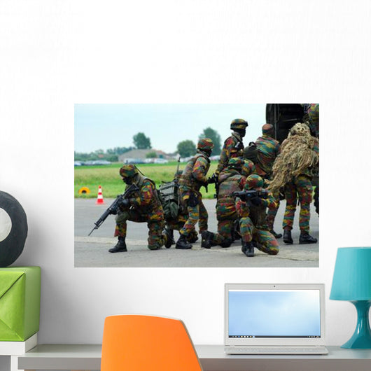 Belgian Para Commandos Entering Scene Wall Decal Design 2