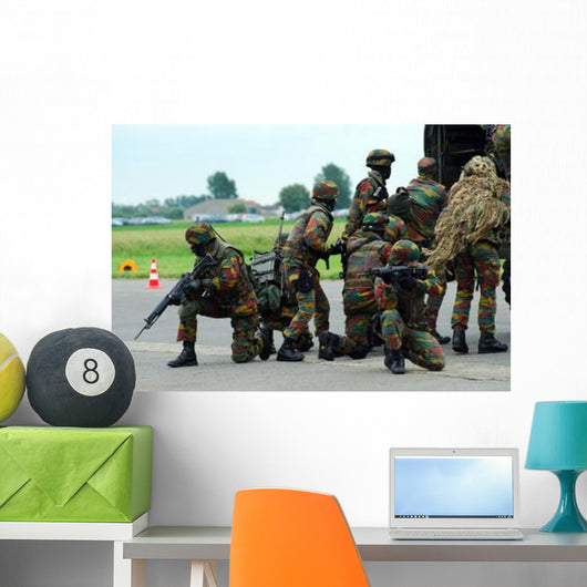 Belgian Para Commandos Entering Scene Wall Decal Design 2